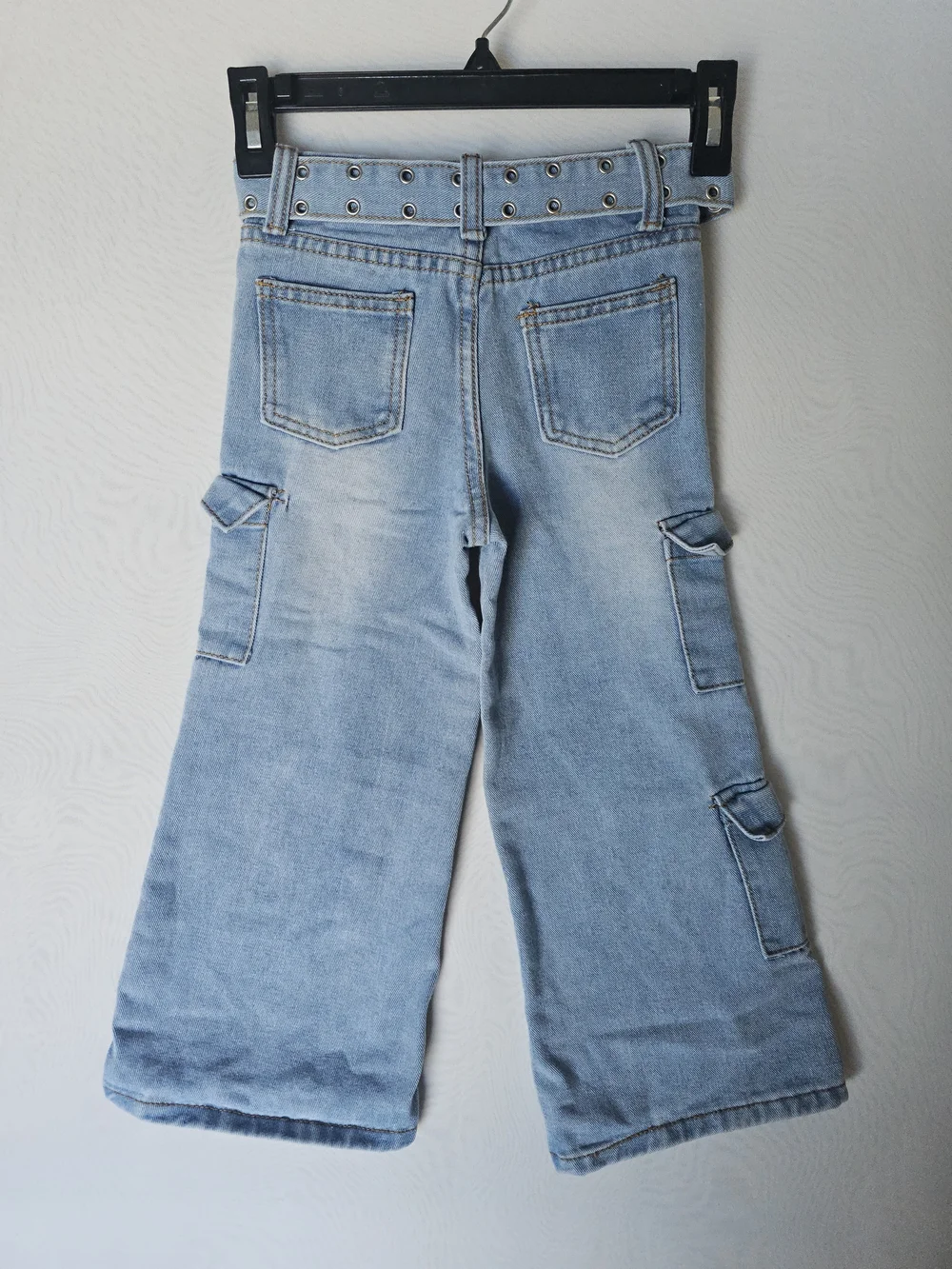 Soho Blue Denim Wide-Leg Cargo Jeans with Belt - Girls' Size 5
